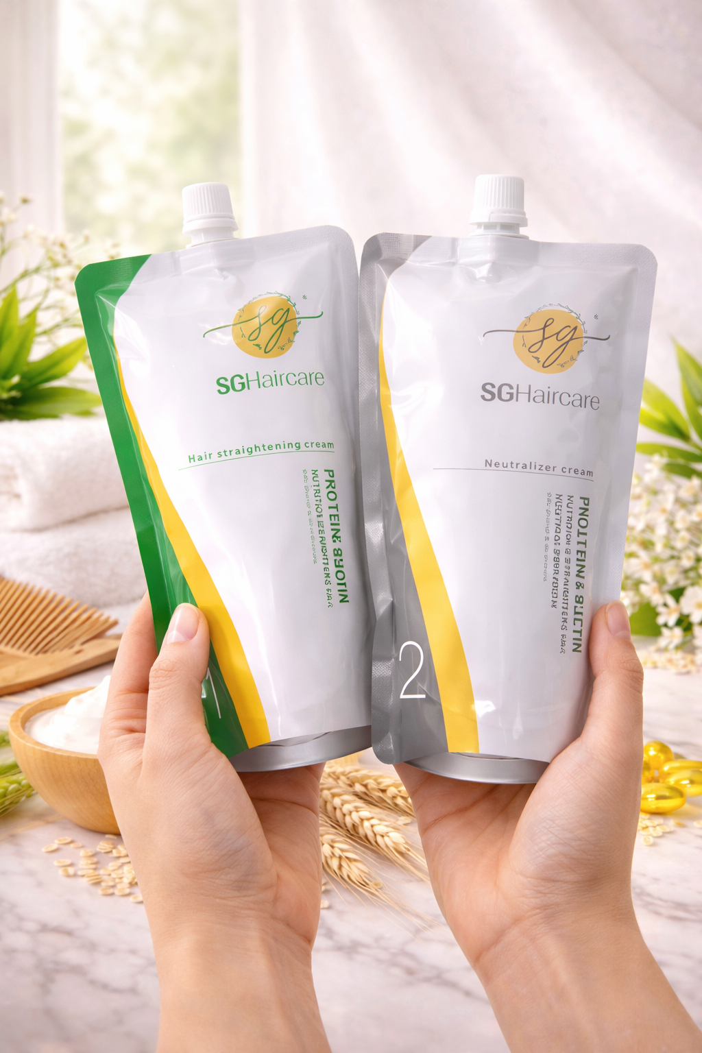 SG Haircare Protein & Biotin Hair Straightening System